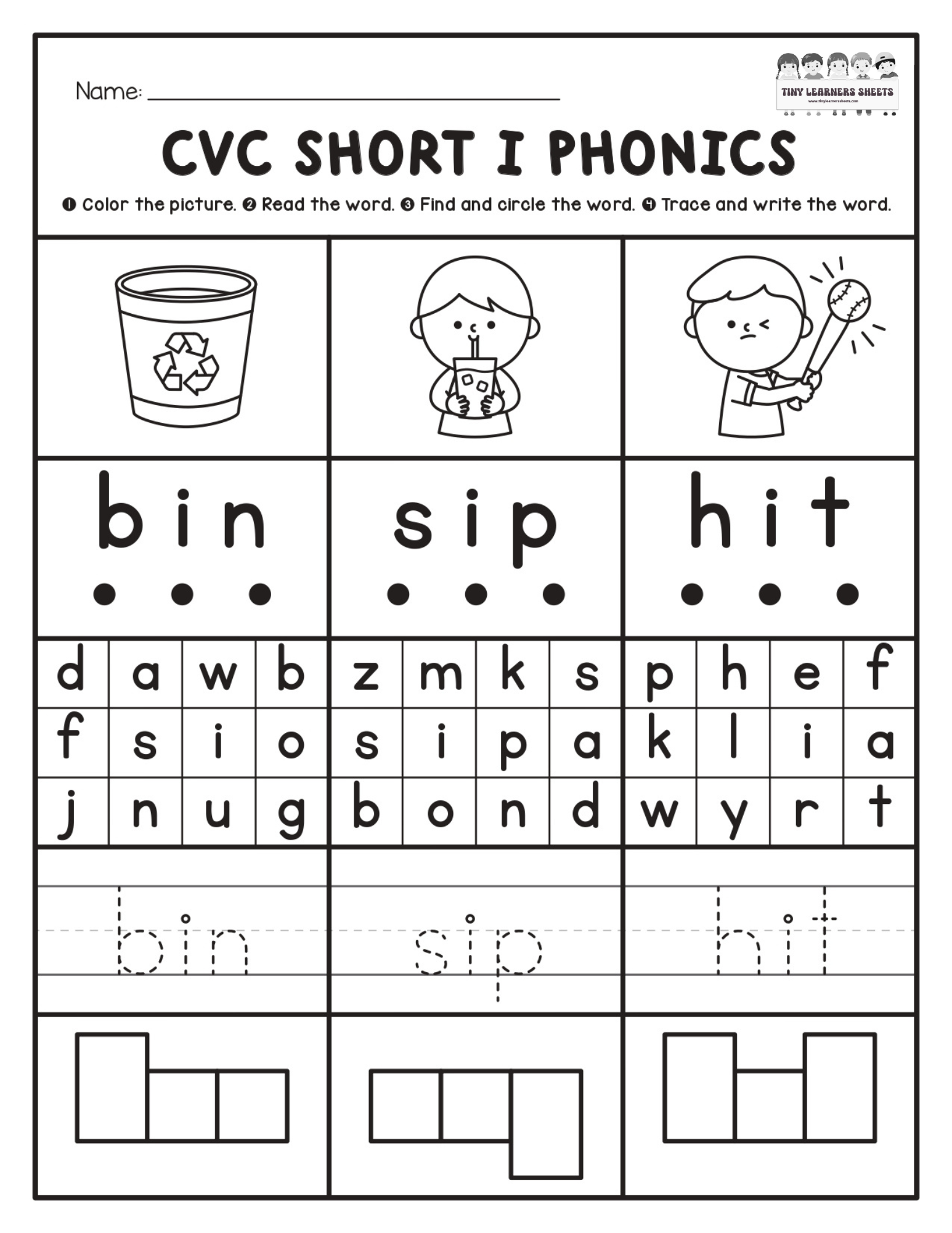 CVC Short I Phonics Worksheet